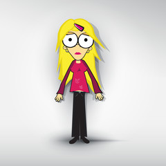 Vector blonde woman on grey background