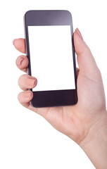 smart phone in hand isolated
