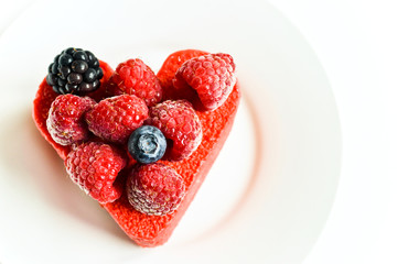 Colorful heart-shaped cake