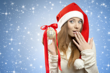 funny xmas woman with bauble