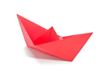 Red origami ship