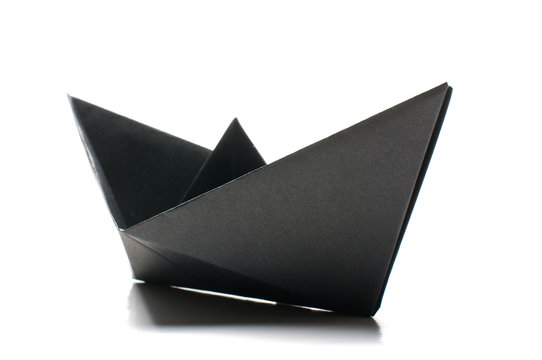Black origami ship
