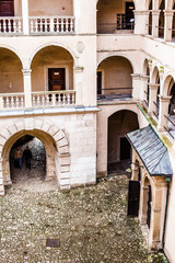 Courtyard castle arcades Pieskowa Skala,near Krakow,Poland