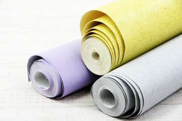 Wallpapers on wooden floor