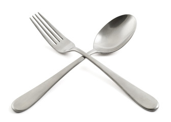 Crossed fork and spoon composition