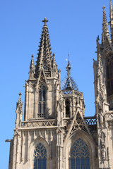 Fototapeta na wymiar Barcelona cathedral facade details, Spain