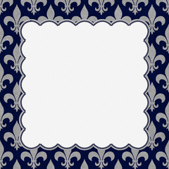 Blue and Gray Fleur De Lis Textured Fabric Background © Karen Roach