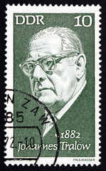 Postage stamp GDR 1972 Johannes Tralow, Playwright