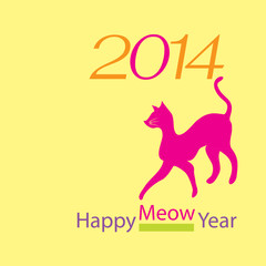 Fototapeta na wymiar 2014 cat card pink