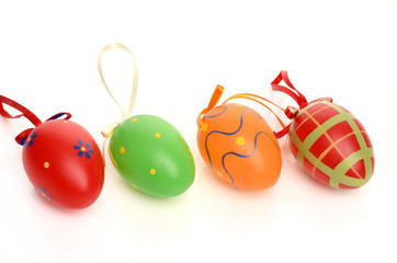 Hand painted easter eggs on white background. Isolated on white