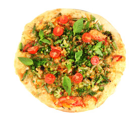 Tasty vegetarian pizza, isolated on white