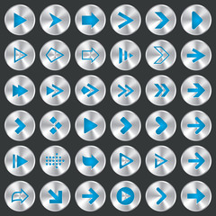Arrow sign icon set. Metallic buttons. App.