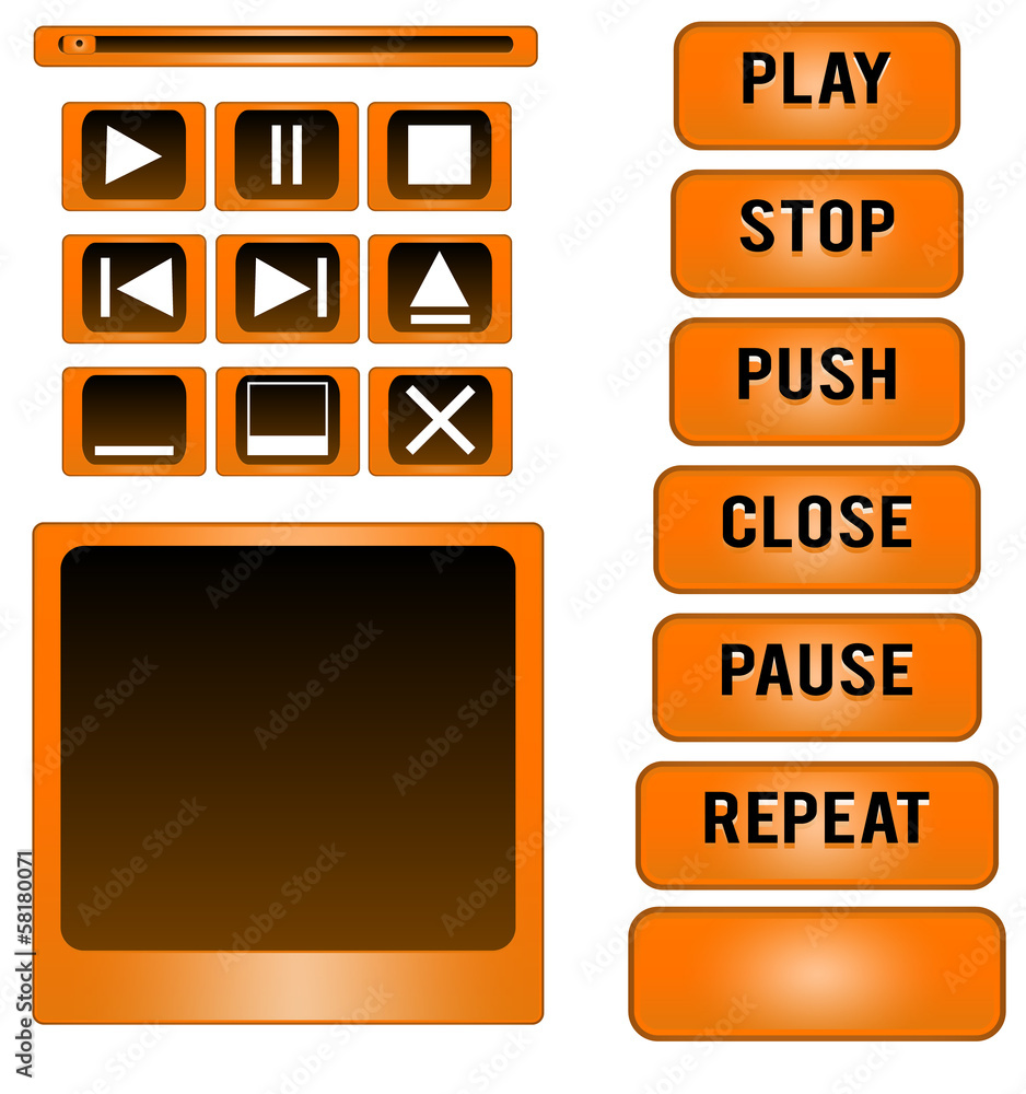 Poster media player buttons design elements