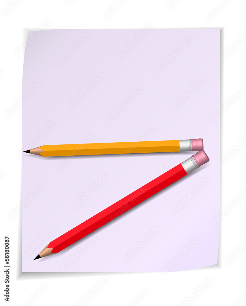 Poster paper scroll with pencil.