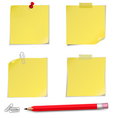 Adhesive Notes with pin and pencil