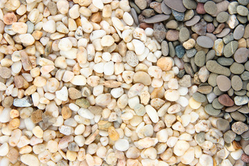 Grey and white small sea stones, close up