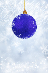 Happy New Year background with blue Christmas balls