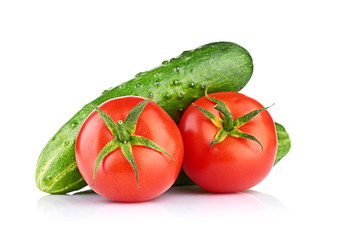 Ripe vegetables isolated on white background