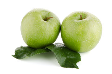 Two fresh green apples