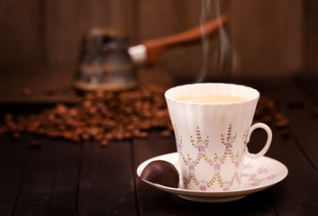 Coffee cup and brewing pot