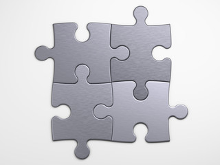 metal pieces of puzzle to place concepts with clipping path