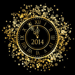 2014 - Vector shiny New Year Clock