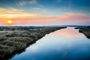 Sunset over the river