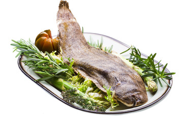 Fish Dover sole roasted