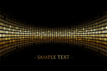 Vector black background with gold lights with space for your tex