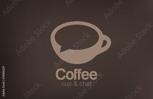 Logo Coffee Cup Chat Vector Creative Design Cafe Idea Wall Mural Wallpaper Murals Sellingpix