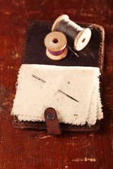 Vintage leather  Needle Book