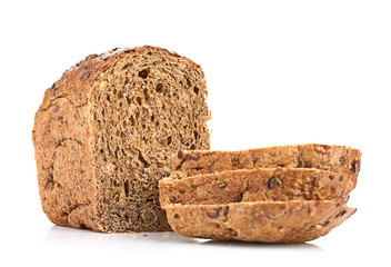 whole wheat bread, isolated on white background