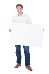 Man Holding Blank Placard