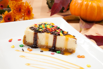Autumn Cheesecake and Pumpkins