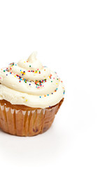 Cupcake with colorful sprinkles