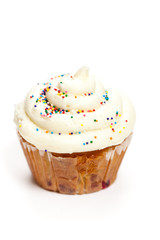 Cupcake with colorful sprinkles
