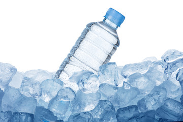 Water bottle on ice cube