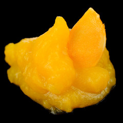 Pumpkin Puree with Pumpkin Seed on Black Background