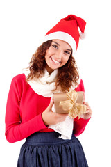 Woman holding a gift for christmas