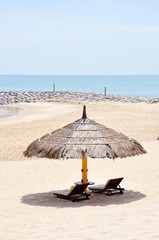 Beds and umbella on the beach