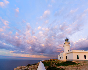 Fototapeta na wymiar Menorca sunset at Faro de Caballeria Lighthouse