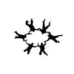 formation of six paratroopers in the sky