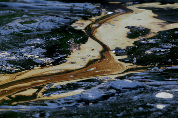 Gulf oil spill is shown on a beach