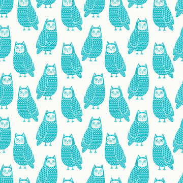 Fototapeta Owls seamless pattern