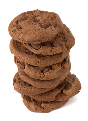 Chocolate pastry cookies isolated on white background
