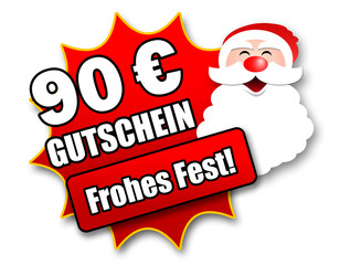 Siegel "90 Euro Gutschein - Frohes Fest!"