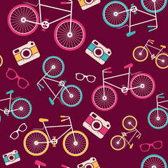 Vector seamless pattern with vintage bicycle