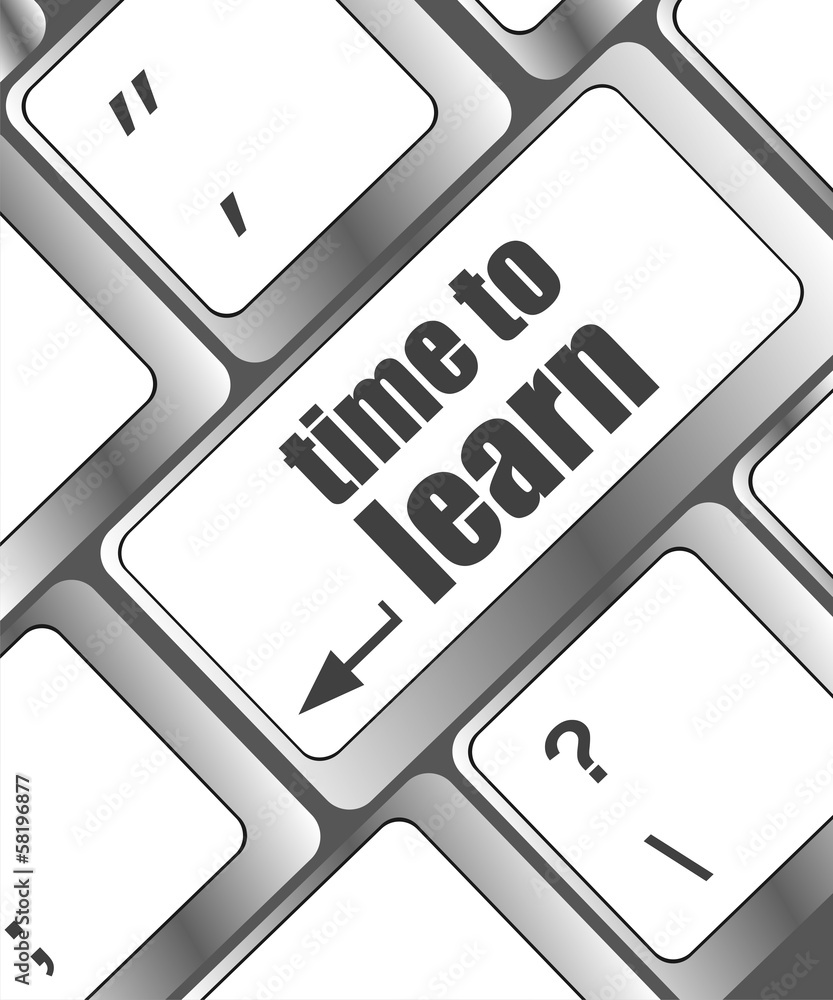 Poster time to learn - close up view on conceptual keyboard