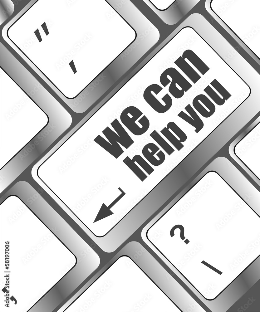 Aufkleber we can help you word on computer keyboard key