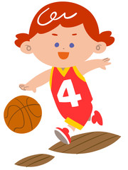 バスケットボールをする女の子